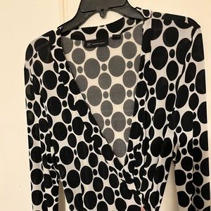 NWOT INC Concepts Front Wrap Polka Dot Dress
Black/White